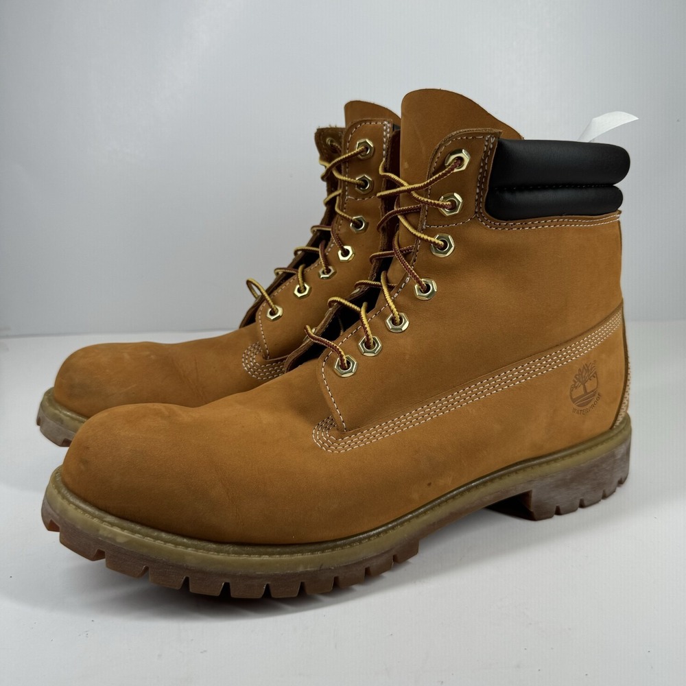Timberland 6-Inch Premium Double Collar Men's US 11.5M Wheat Nubuck Boots 73540